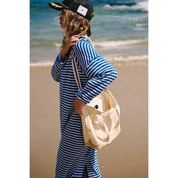 Free People Free Est Tivoli Maxi Dress Striped Print Oversized Cotton XS 283168 - Picture 3 of 8